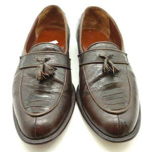 Brown Leather Smooth Ostrich Claw Leg Tassel Slip On Loafers Shoes Men's 10 D